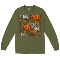 Army Green squirrel pumpkin seamless Long Sleeve Tee - BundleAndBundleShop