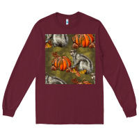 Burgundy squirrel pumpkin seamless Long Sleeve Tee - BundleAndBundleShop