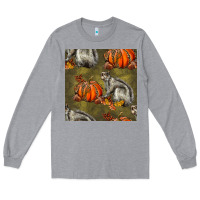 Heather Grey squirrel pumpkin seamless Long Sleeve Tee - BundleAndBundleShop