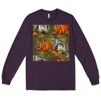 Plum squirrel pumpkin seamless Long Sleeve Tee - BundleAndBundleShop