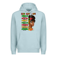 Blue Mist god say i am juneteenth afro girl Premium Hoodie - Artiststas