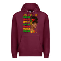Burgundy god say i am juneteenth afro girl Premium Hoodie - Artiststas