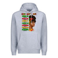 Heather Grey god say i am juneteenth afro girl Premium Hoodie - Artiststas