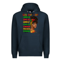Navy god say i am juneteenth afro girl Premium Hoodie - Artiststas