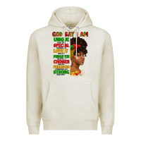 Oatmeal Heather god say i am juneteenth afro girl Premium Hoodie - Artiststas