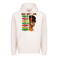 Pale Pink god say i am juneteenth afro girl Premium Hoodie - Artiststas