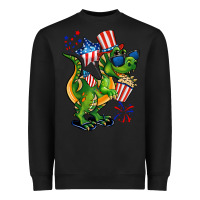 Black 4th of July T-Rex Heavyweight Sweatshirt - CowGirlArtShop