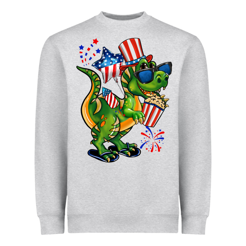 4th Of July T-rex Heavyweight Sweatshirt by CowGirlArtShop | Teevron