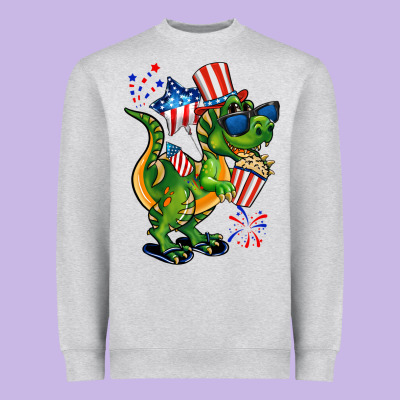4th Of July T-rex Heavyweight Sweatshirt Designed By Cowgirlartshop