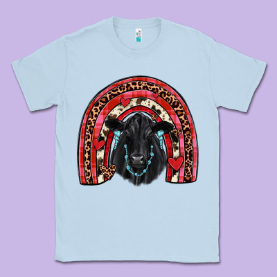 Valentines Black Angus  Rainbow Classic Tee Designed By Jahusdesignshop