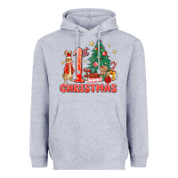 Heather Grey red christmas bunny 1st christmas Heavyweight Hoodie - MaliasSmallBusiness