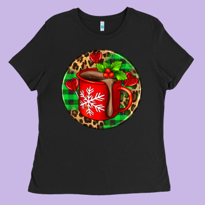 Christmas Hot Chocolate And Candies Ladies Tee Designed By Adodesignshop