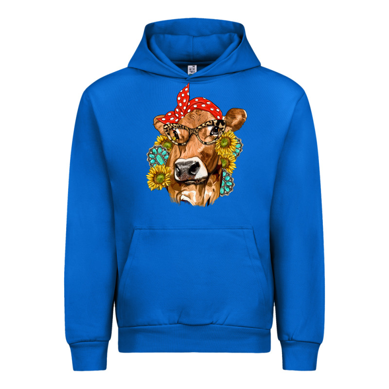 Western Cow With Sunflowers And Gemstone Urban Hoodie by texasbilliewilder | Teevron