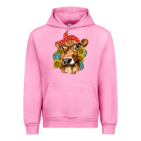 Fuchsia Pink Western Cow with Sunflowers and Gemstone Urban Hoodie - texasbilliewilder