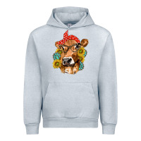 Heather Grey Western Cow with Sunflowers and Gemstone Urban Hoodie - texasbilliewilder