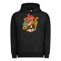 Pigment Black Western Cow with Sunflowers and Gemstone Urban Hoodie - texasbilliewilder
