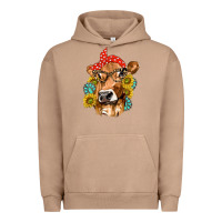Pigment Burro Western Cow with Sunflowers and Gemstone Urban Hoodie - texasbilliewilder