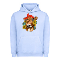Pigment Grape Ice Western Cow with Sunflowers and Gemstone Urban Hoodie - texasbilliewilder