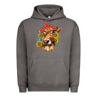 Pigment Tornado Western Cow with Sunflowers and Gemstone Urban Hoodie - texasbilliewilder