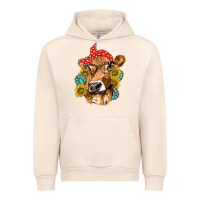 Sandshell Western Cow with Sunflowers and Gemstone Urban Hoodie - texasbilliewilder