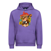 Tulip Western Cow with Sunflowers and Gemstone Urban Hoodie - texasbilliewilder