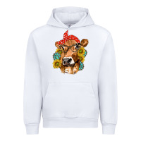 White Western Cow with Sunflowers and Gemstone Urban Hoodie - texasbilliewilder