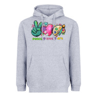 Heather Grey peace love art Heavyweight Hoodie - NancyCooperArtShop
