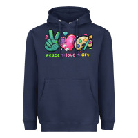 Navy peace love art Heavyweight Hoodie - NancyCooperArtShop