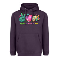 Plum peace love art Heavyweight Hoodie - NancyCooperArtShop