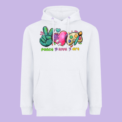 Peace Love Art Heavyweight Hoodie Designed By Nancycooperartshop