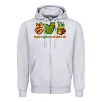 Heather Grey peace love st patricks day Zipper Hoodie - NancyCooperArtShop