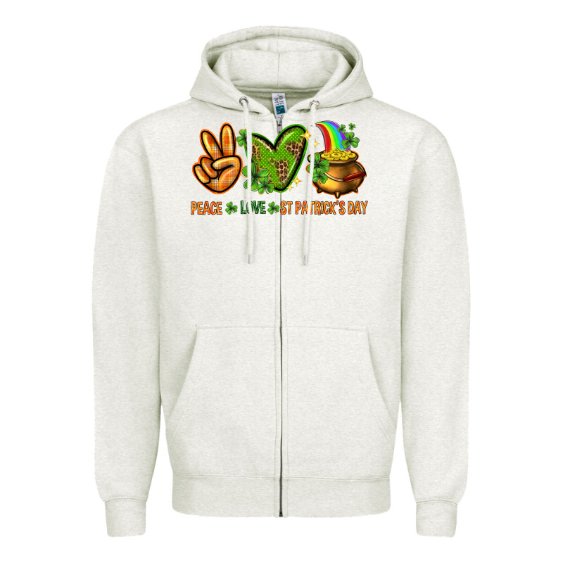 Peace Love St Patricks Day Zipper Hoodie by NancyCooperArtShop | Teevron