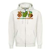 Oatmeal Heather peace love st patricks day Zipper Hoodie - NancyCooperArtShop