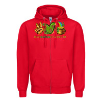 Red peace love st patricks day Zipper Hoodie - NancyCooperArtShop
