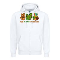 White peace love st patricks day Zipper Hoodie - NancyCooperArtShop