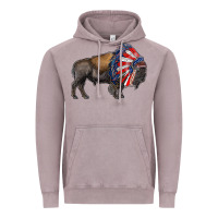 Vintage Zinc american bison with indian headdress Vintage Hoodie - RanaPortraitStore