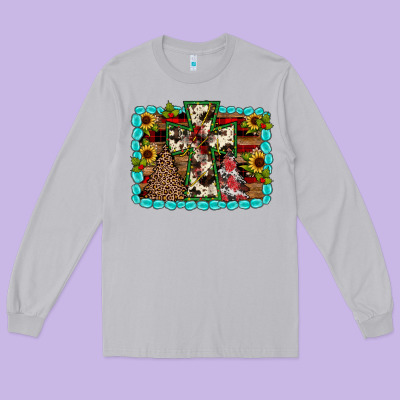 Christmas Cross Long Sleeve Tee Designed By Jahusdesignshop