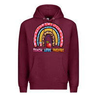 Burgundy teach love inspire rainbow Premium Hoodie - Artiststas