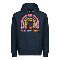 Navy teach love inspire rainbow Premium Hoodie - Artiststas