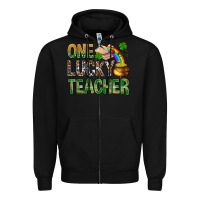 Black one lucky teacher st patricks Zipper Hoodie - NancyCooperArtShop