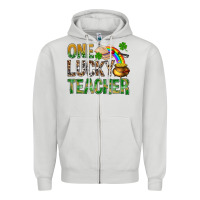Dove Grey one lucky teacher st patricks Zipper Hoodie - NancyCooperArtShop