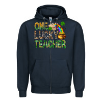 Navy one lucky teacher st patricks Zipper Hoodie - NancyCooperArtShop
