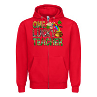 Red one lucky teacher st patricks Zipper Hoodie - NancyCooperArtShop