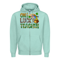 Seafoam one lucky teacher st patricks Zipper Hoodie - NancyCooperArtShop