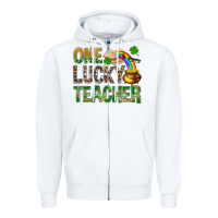 White one lucky teacher st patricks Zipper Hoodie - NancyCooperArtShop