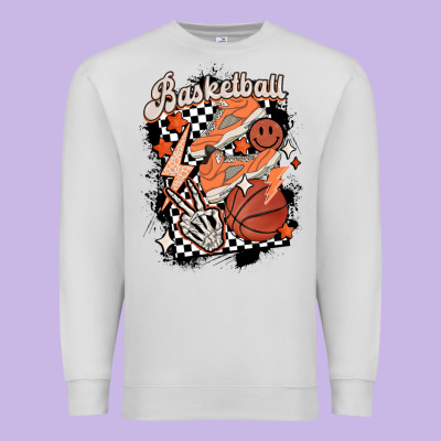 Checkered Retro Basketball Premium Sweatshirt Designed By Maliassmallbusiness