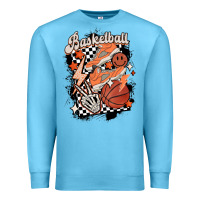 Ocean Blue checkered retro basketball Premium Sweatshirt - MaliasSmallBusiness
