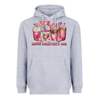 Heather Grey happy valentine's day coffee cups Heavyweight Hoodie - MaliasSmallBusiness