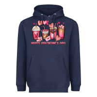 Navy happy valentine's day coffee cups Heavyweight Hoodie - MaliasSmallBusiness
