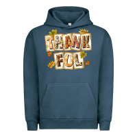 Pigment Midnight Navy Thankful with Plate Urban Hoodie - texasbilliewilder